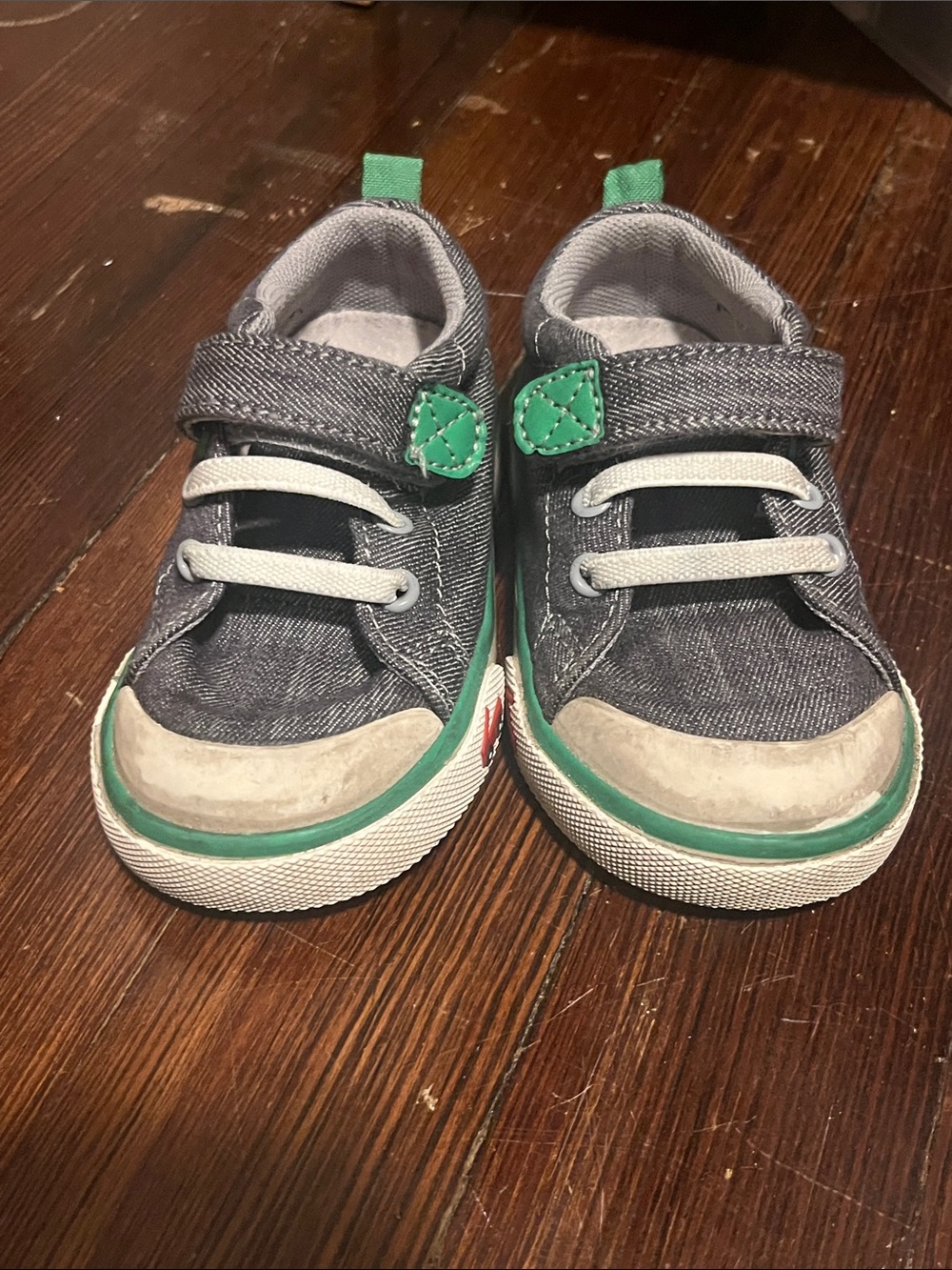 See Kai Run Gray and Green Toddler Hook-and-Loop Sneakers